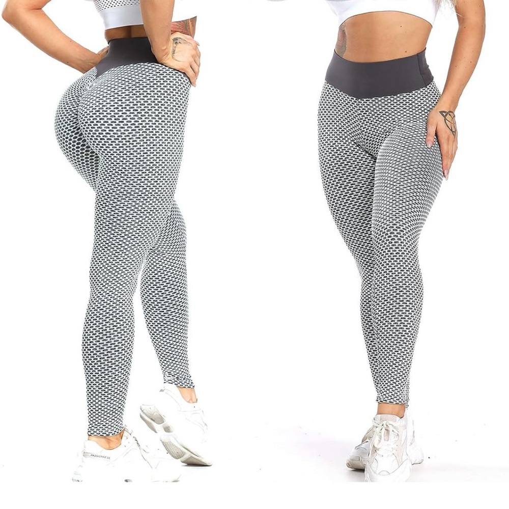 Tik tok High waist yoga leggings scrunched booty enhancing - grey size S-M